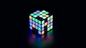 Превью обои кубик рубика, неон, свечение, разноцветный