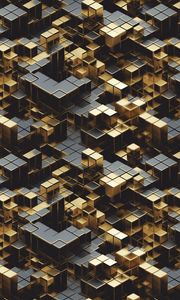 Превью обои кубики, фигуры, грани, золотой, абстракция