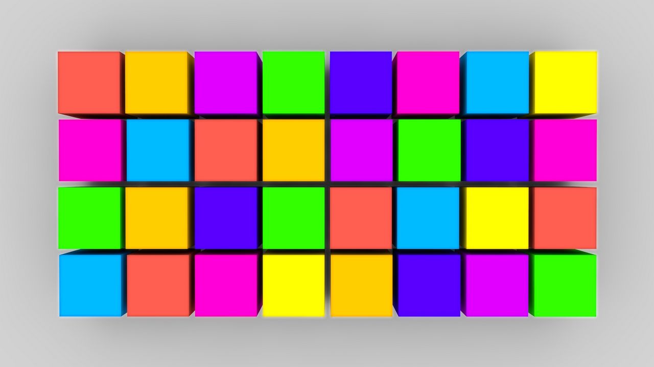 Обои кубики, разноцветный, форма, поверхность