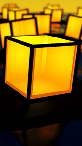 Превью обои кубы, 3d, объем, фигуры, желтый