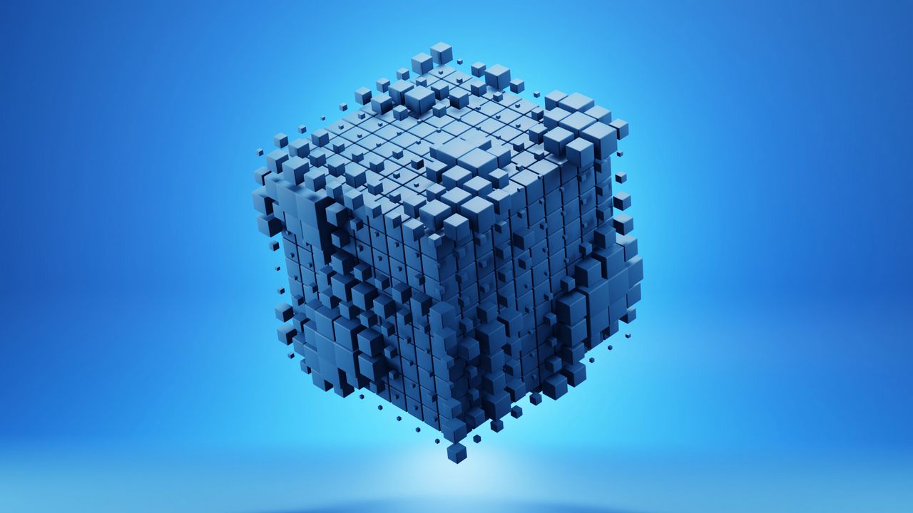 Обои кубы, фигуры, объем, 3д, синий