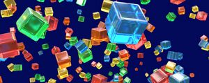 Превью обои кубы, фигуры, прозрачный, разноцветный, 3d