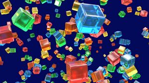 Превью обои кубы, фигуры, прозрачный, разноцветный, 3d