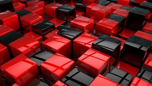 Превью обои кубы, красный, черный, пространство