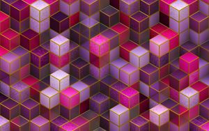 Превью обои кубы, разноцветный, розовый, фиолетовый, формы