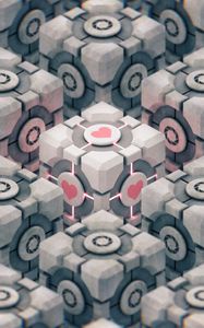 Превью обои кубы, сердце, 3d, геометрический, паттерн