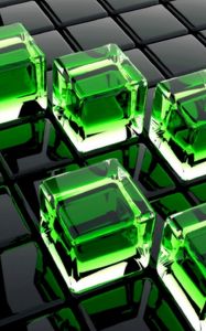 Превью обои кубы, стекло, поверхность, зеленый