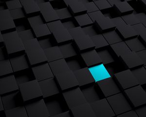 Превью обои кубы, структура, черный, голубой