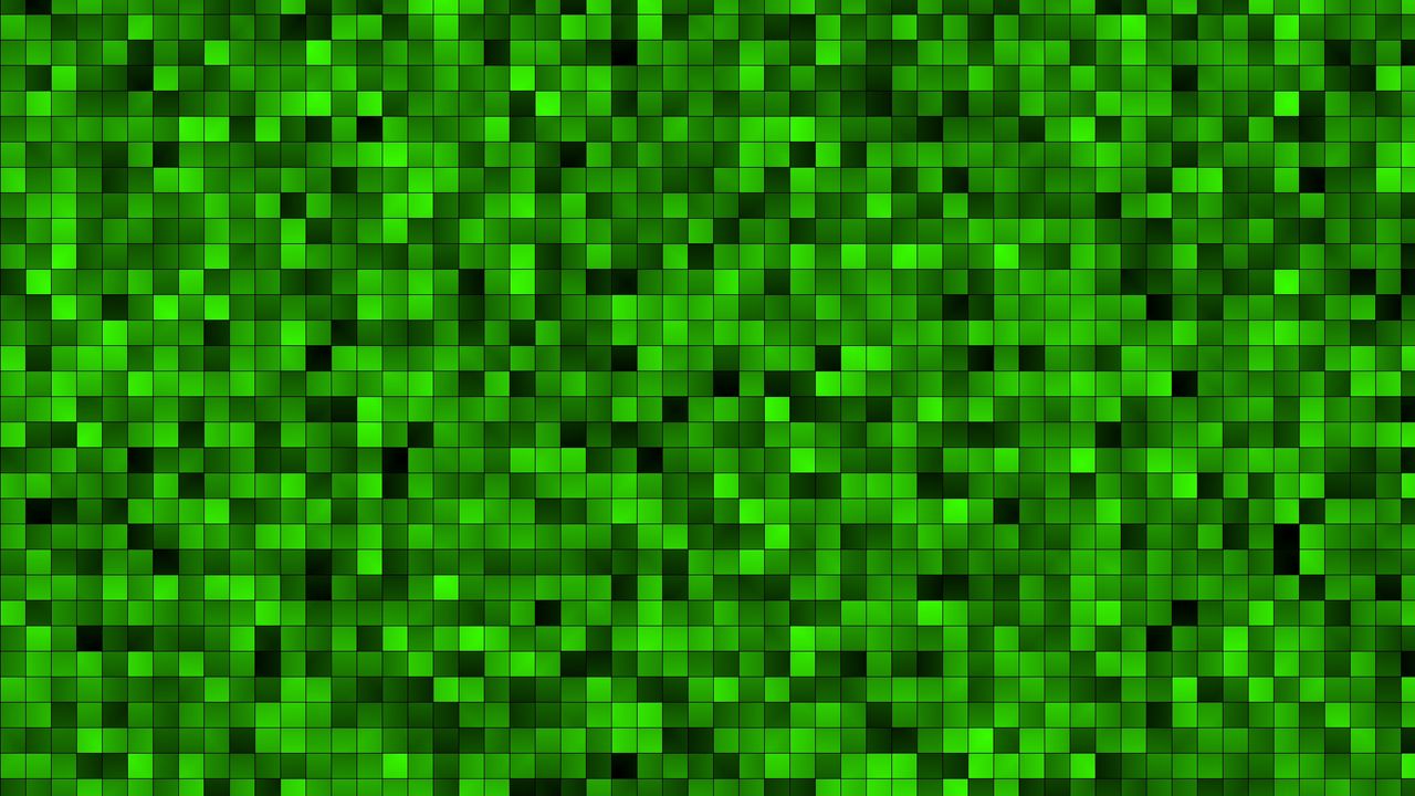 Обои квадраты, пиксели, зеленый, текстура