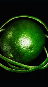 Превью обои лайм, полосы, макро, фрукт, зеленый, цитрус