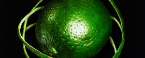 Превью обои лайм, полосы, макро, фрукт, зеленый, цитрус
