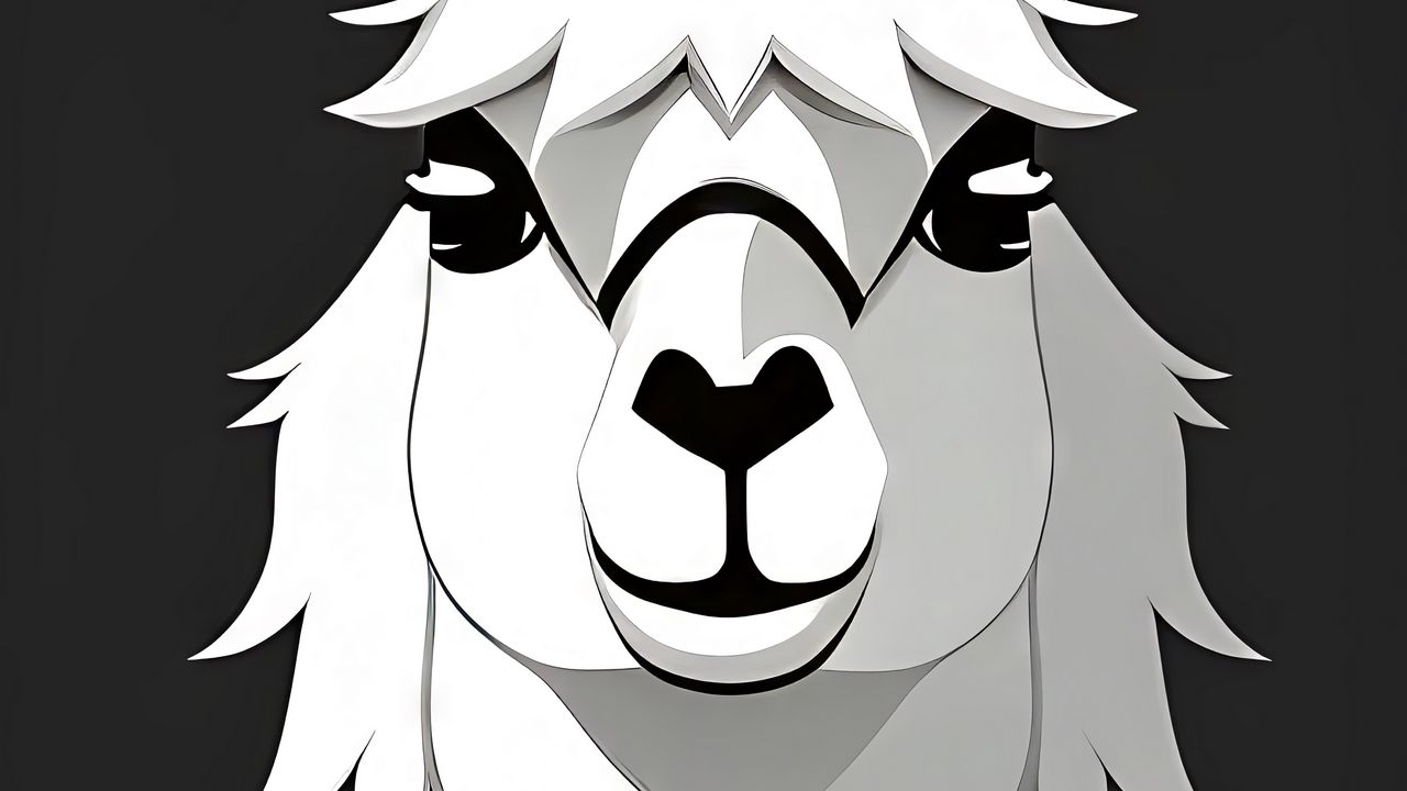 Обои лама, голова, животное, белый, арт