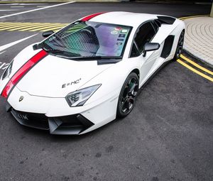 Превью обои lamborghini aventador, белый, спорткар