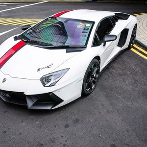 Превью обои lamborghini aventador, белый, спорткар