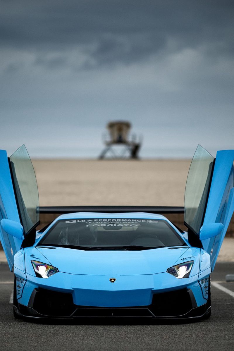 Скачать 800x1200 lamborghini, aventador, голубой, вид спереди обои,  картинки iphone 4s/4 for parallax