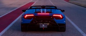 Превью обои lamborghini aventador, lamborghini, автомобиль, спорткар, синий, гонка