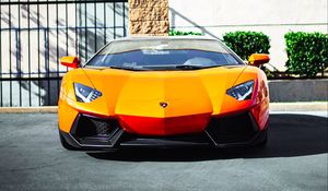 Превью обои lamborghini aventador, lamborghini, автомобиль, спорткар, оранжевый