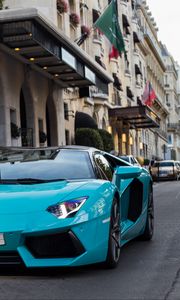 Превью обои lamborghini aventador, lamborghini, автомобиль, спорткар, синий