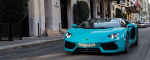 Превью обои lamborghini aventador, lamborghini, автомобиль, спорткар, синий