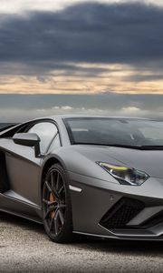 Превью обои lamborghini aventador, lamborghini, автомобиль, серебристый