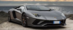 Превью обои lamborghini aventador, lamborghini, автомобиль, серебристый