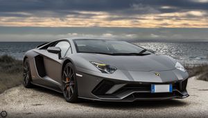 Превью обои lamborghini aventador, lamborghini, автомобиль, серебристый