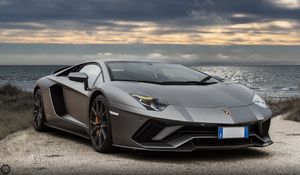 Превью обои lamborghini aventador, lamborghini, автомобиль, серебристый