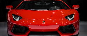 Превью обои lamborghini aventador, lamborghini, спорткар, суперкар, красный, вид спереди