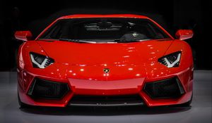 Превью обои lamborghini aventador, lamborghini, спорткар, суперкар, красный, вид спереди