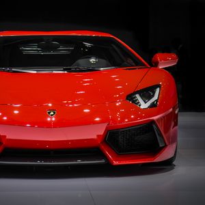 Превью обои lamborghini aventador, lamborghini, спорткар, суперкар, красный, вид спереди