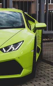 Превью обои lamborghini aventador, lamborghini, спорткар, зеленый, фара