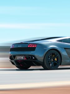 Превью обои lamborghini aventador, lamborghini, спорткар, серый, скорость, движение