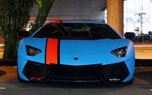 Превью обои lamborghini, aventador, lp700-4, blue, supercars, exotic