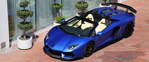 Превью обои lamborghini aventador roadster, lamborghini, автомобиль, синий