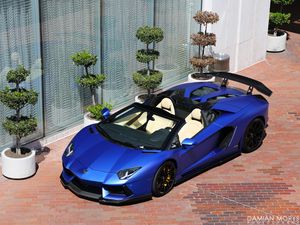 Превью обои lamborghini aventador roadster, lamborghini, автомобиль, синий