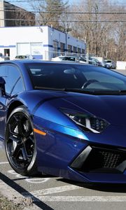 Превью обои lamborghini aventador, синий, lamborghini