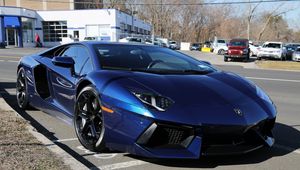 Превью обои lamborghini aventador, синий, lamborghini