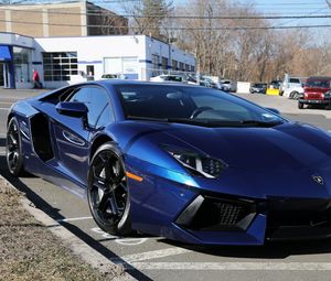 Превью обои lamborghini aventador, синий, lamborghini