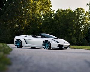 Превью обои lamborghini, авто, улица, деревья