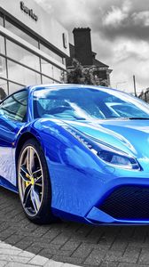 Превью обои lamborghini, автомобиль, спорткар, синий