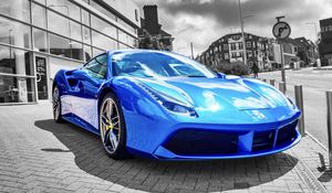 Превью обои lamborghini, автомобиль, спорткар, синий