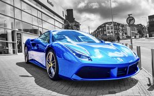 Превью обои lamborghini, автомобиль, спорткар, синий
