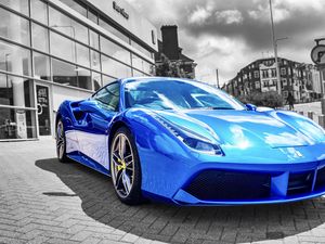 Превью обои lamborghini, автомобиль, спорткар, синий