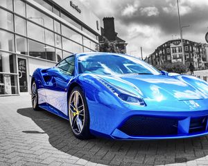 Превью обои lamborghini, автомобиль, спорткар, синий