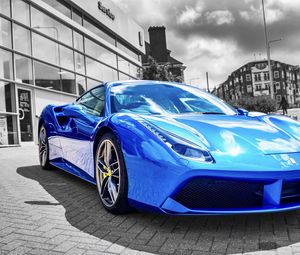 Превью обои lamborghini, автомобиль, спорткар, синий