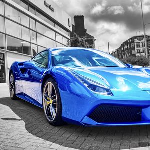 Превью обои lamborghini, автомобиль, спорткар, синий