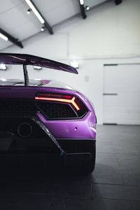 Превью обои lamborghini, автомобиль, спорткар, суперкар, фиолетовый, вид сзади