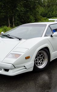 Превью обои lamborghini, countach, белый, вид сбоку