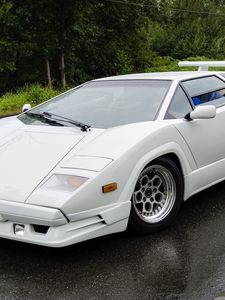 Превью обои lamborghini, countach, белый, вид сбоку