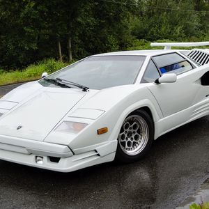 Превью обои lamborghini, countach, белый, вид сбоку